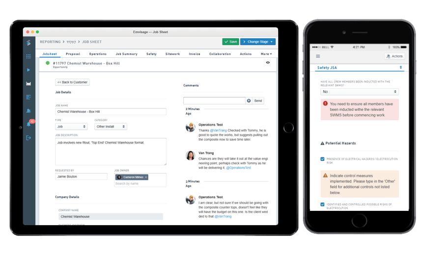 Guided safety smartform on an iPad and phone